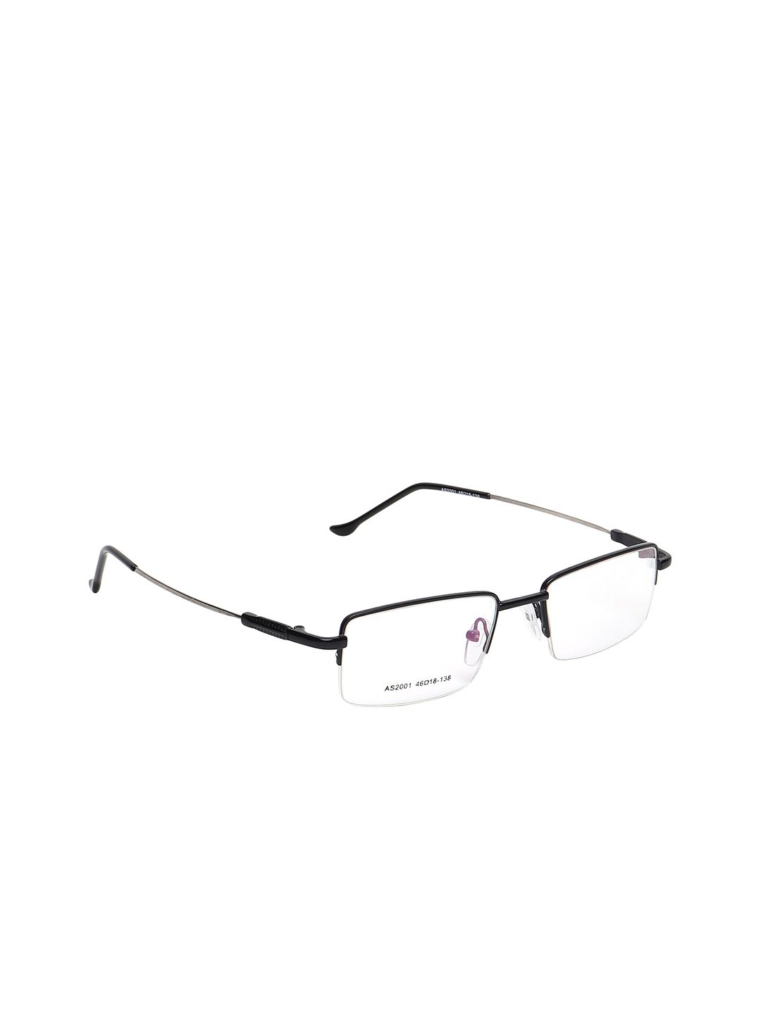 CRIBA Unisex Clear Lens & Black Rectangle Sunglasses CR_HLF-SUP_BLK Price in India