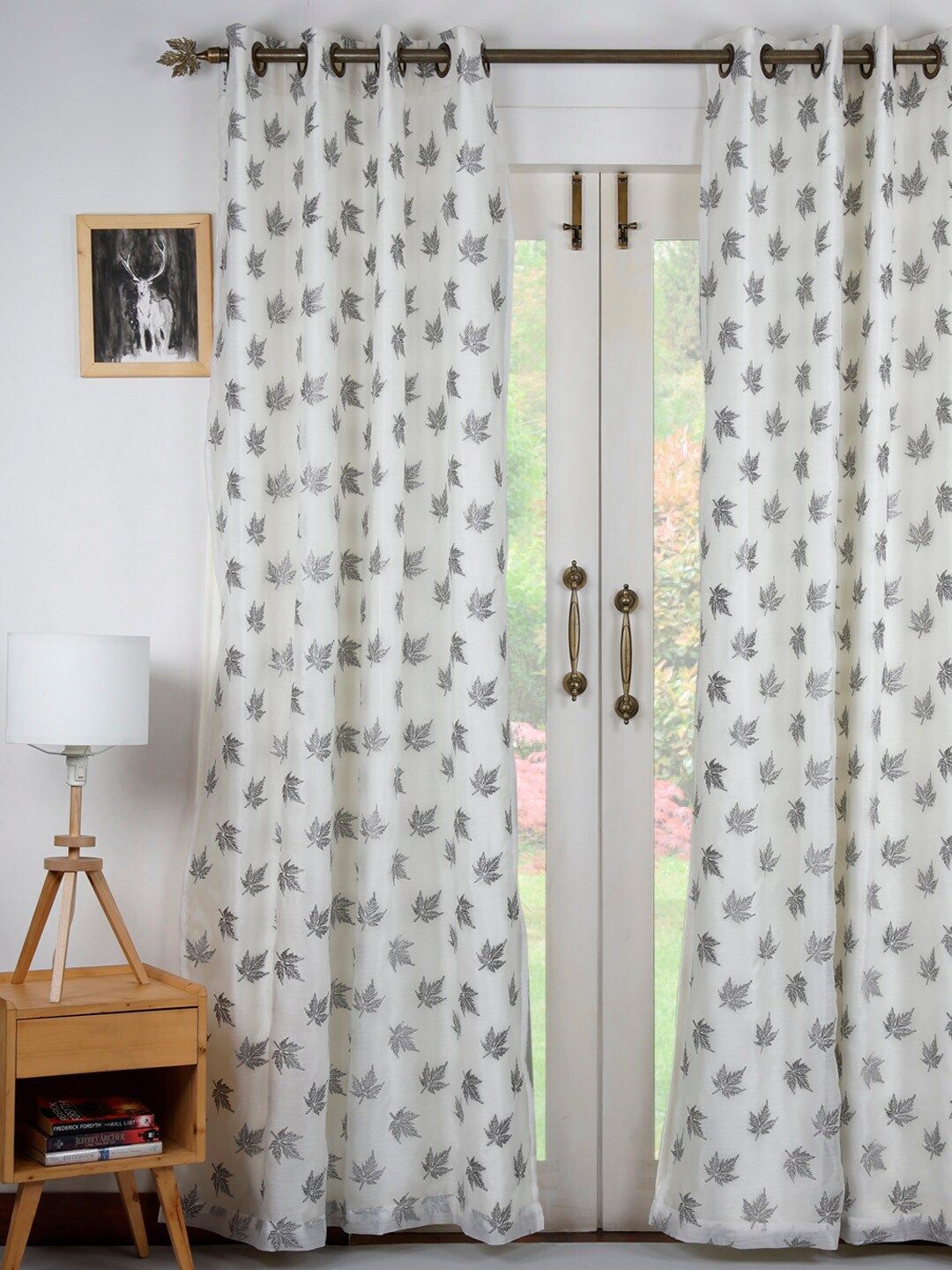 Ariana Grey & White Floral Door Curtain Price in India