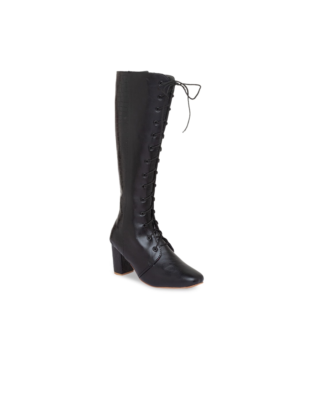 Sole To Soul Black High-Top Block Heeled Boots Price in India