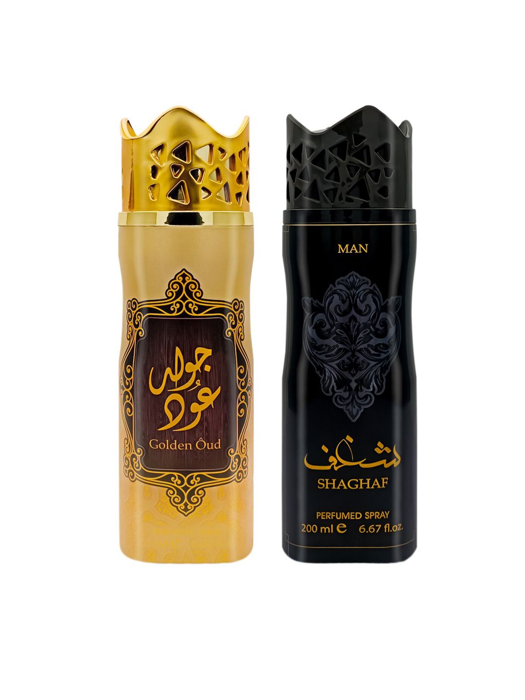 ASDAAF Set of 2 Golden Oud & Shaghaf Men Deodorant Body Spray, 200ml