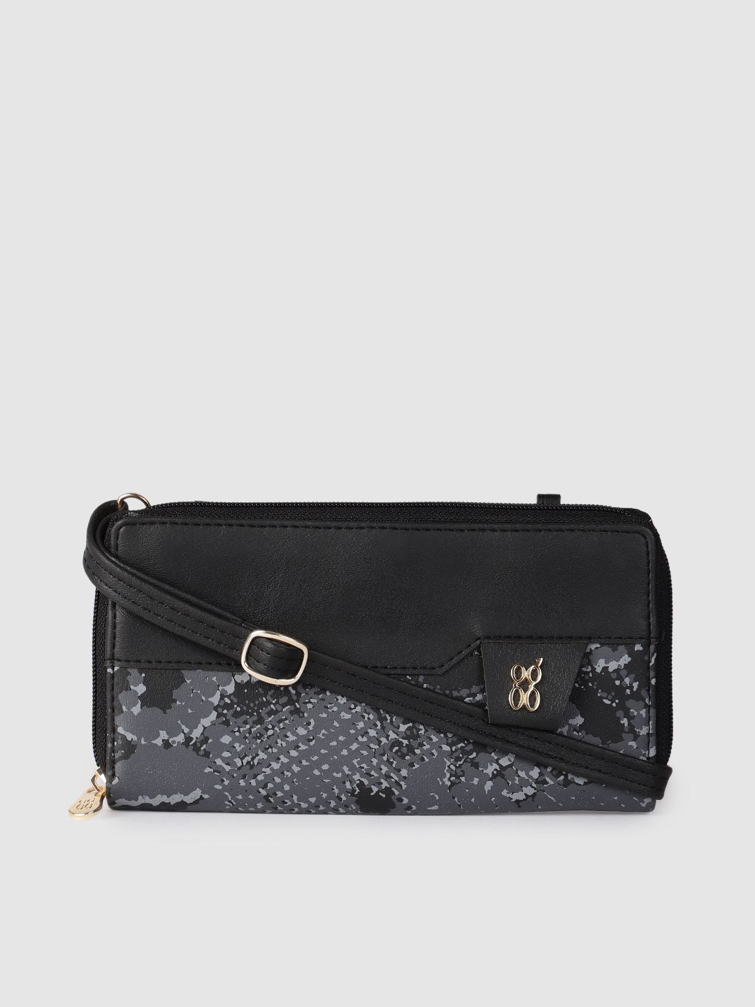 Baggit Women Black Textured Zip Around Wallet Price in India