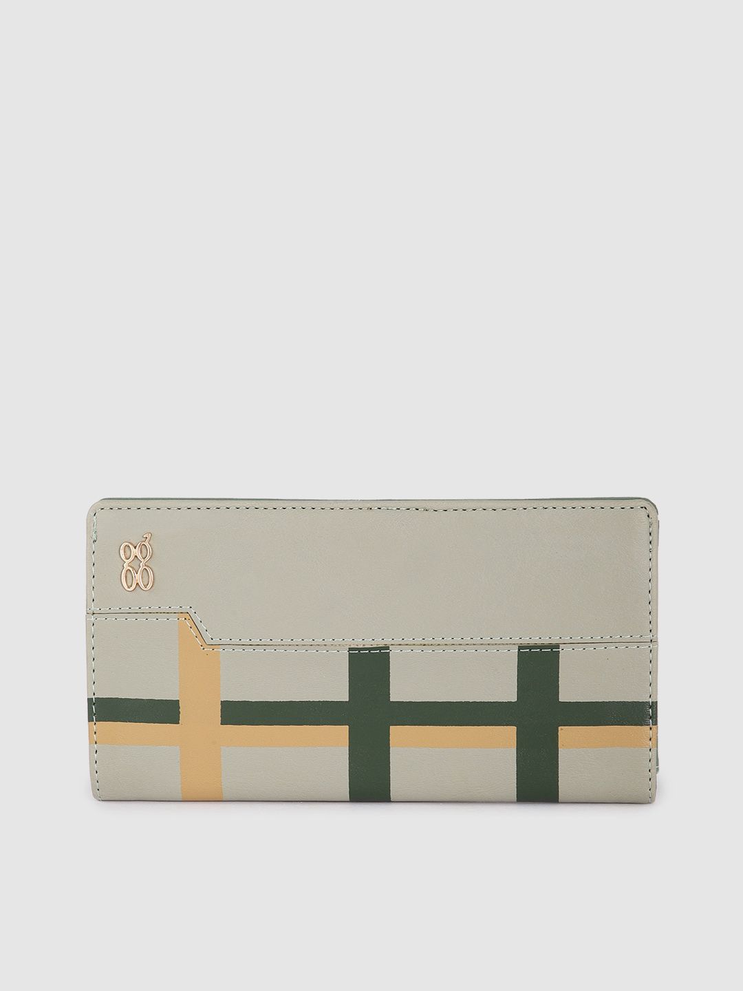 Baggit Women Mint Green Checked Two Fold Wallet Price in India