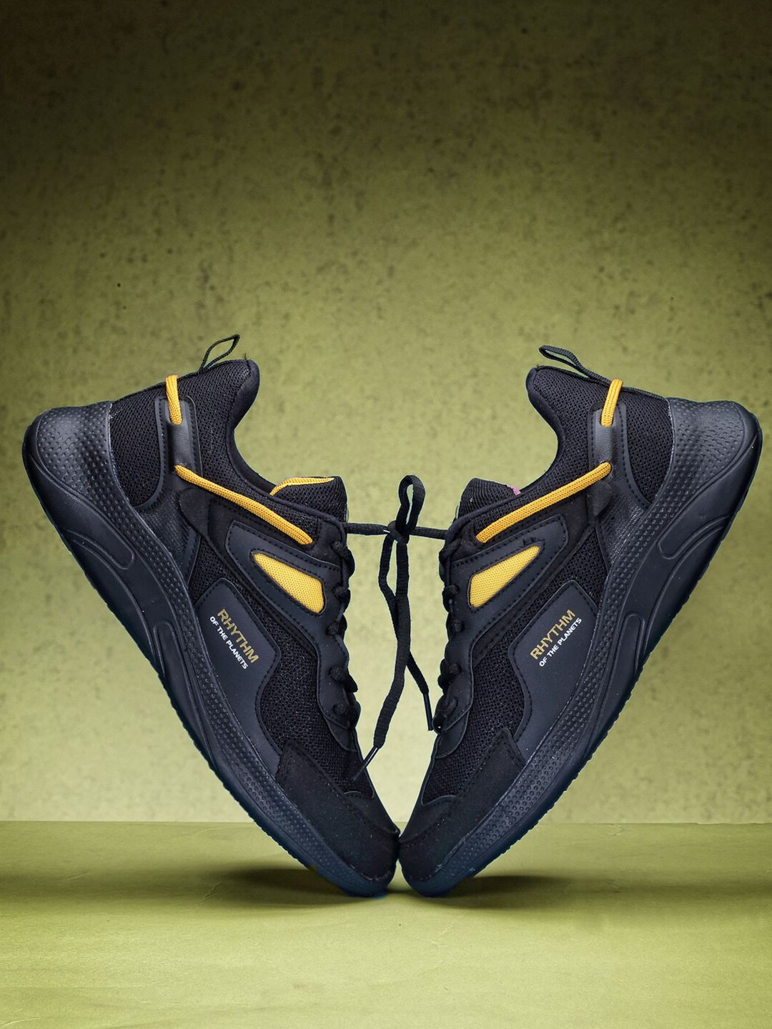 ASIAN Men Black Mesh Running Non-Marking Shoes