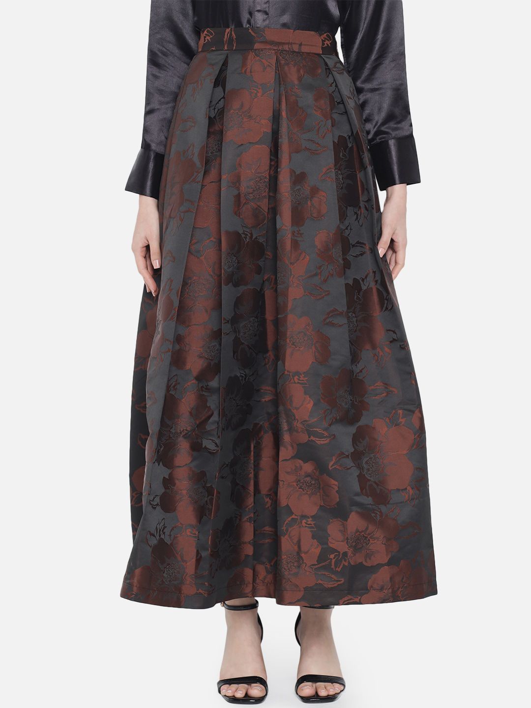Orchid Blues Brown & Black Textured Silk Skrit