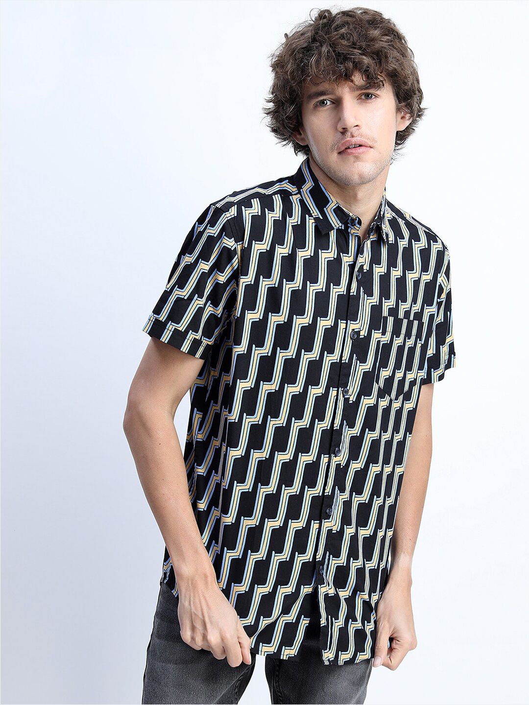 KETCH Men Blue Slim Fit Printed Casual Shirt deal from myntra