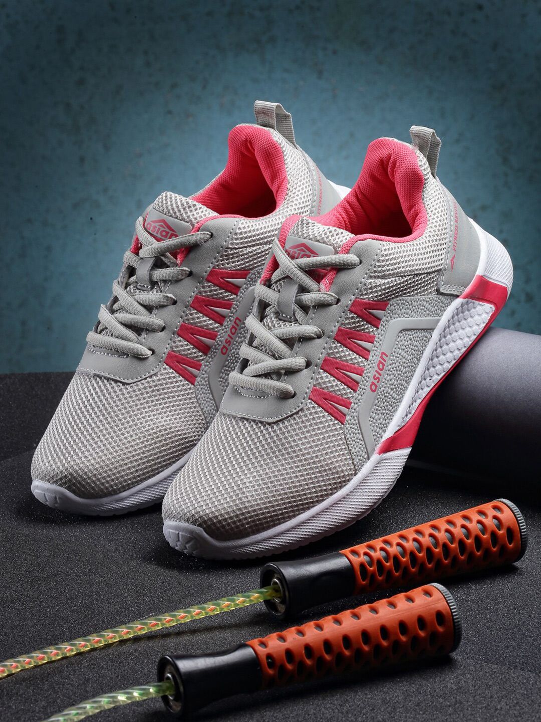 ASIAN Women Grey Mesh Running Non-Marking Shoes Price in India