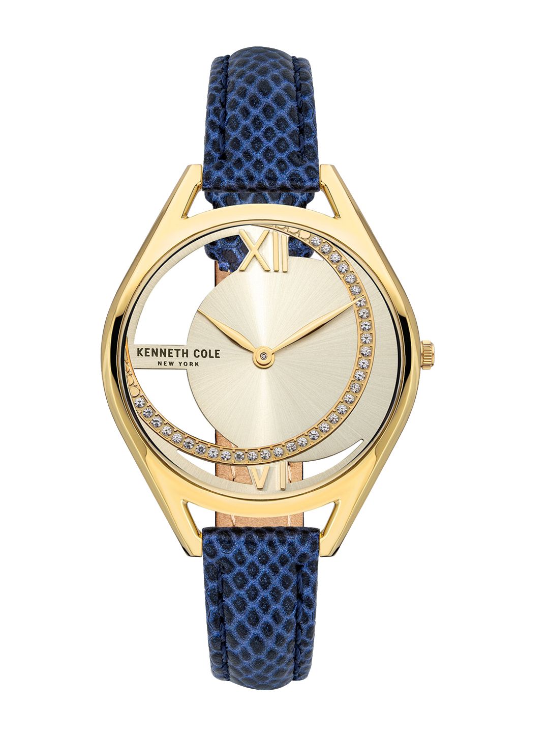 Kenneth Cole Women Gold-Toned Dial & Blue Leather Straps Analogue Watch KCWLA2124201LD Price in India