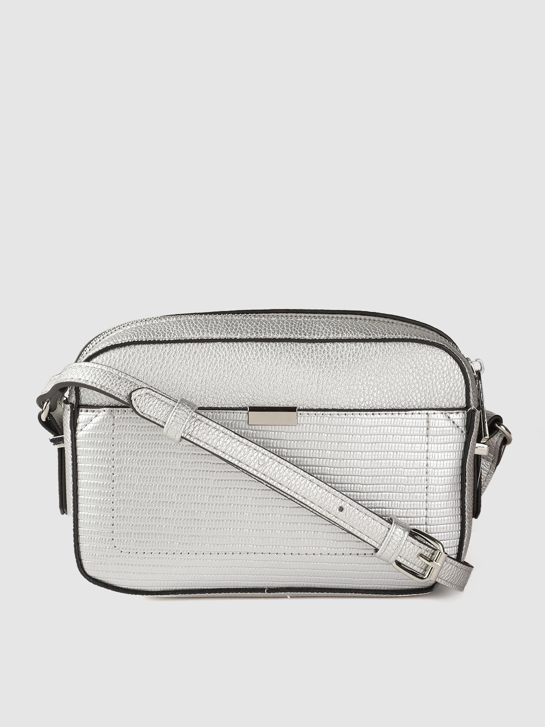 Accessorize Silver-Toned Reptile Textured Sling Bag Price in India