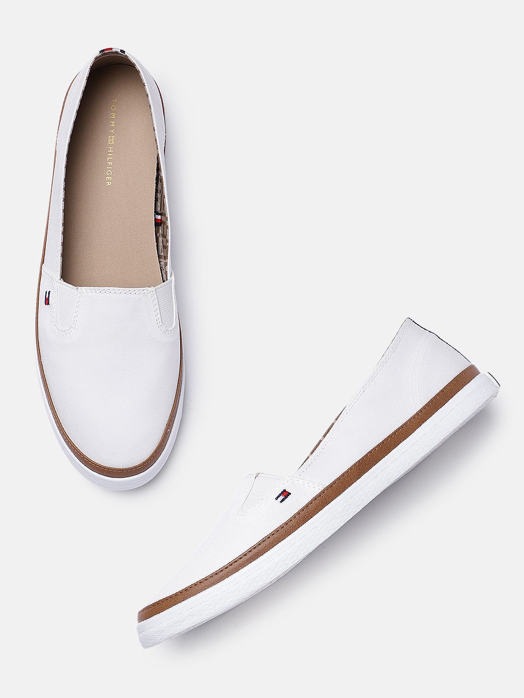 Tommy Hilfiger Women White Solid Slip-On Sneakers Price in India