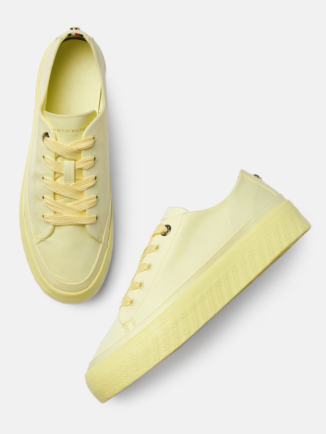 Tommy Hilfiger Women Yellow Solid Sneakers Price in India