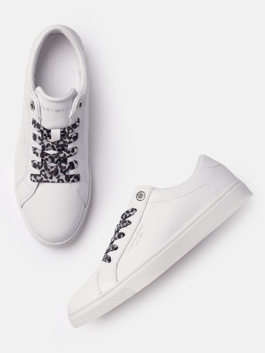 Tommy Hilfiger Women White Leather Sneakers Price in India