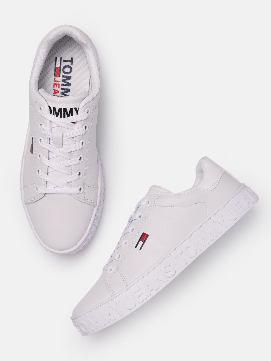 Tommy Hilfiger Women White Leather Sneakers Price in India