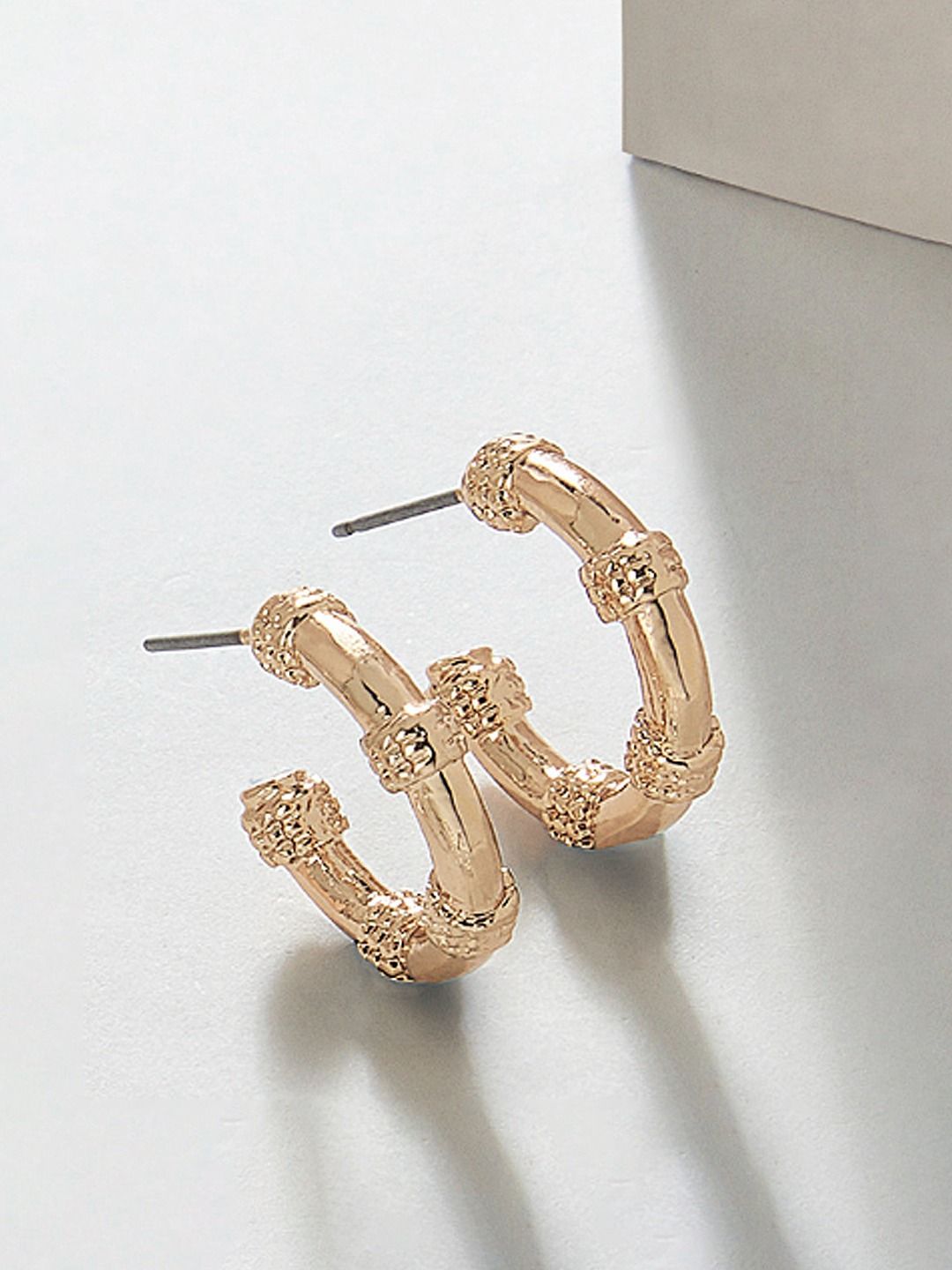 AMI Gold-Toned Contemporary Hoop Earrings Price in India