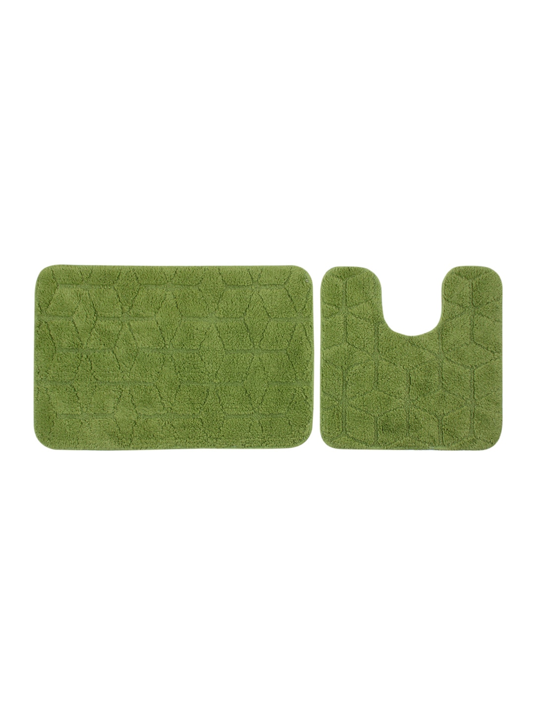 Saral Home Green Set of 2 Rectangular Bath Rugs Price in India