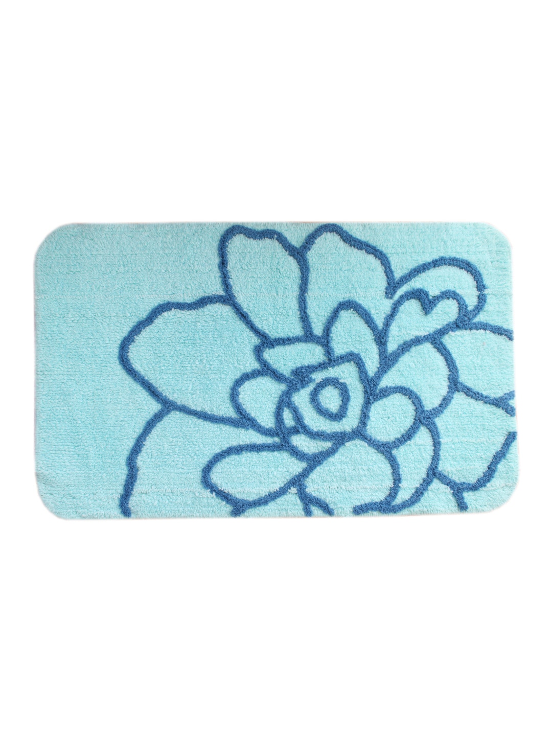 Saral Home Turquoise Blue Rectangular Bath Rug Price in India