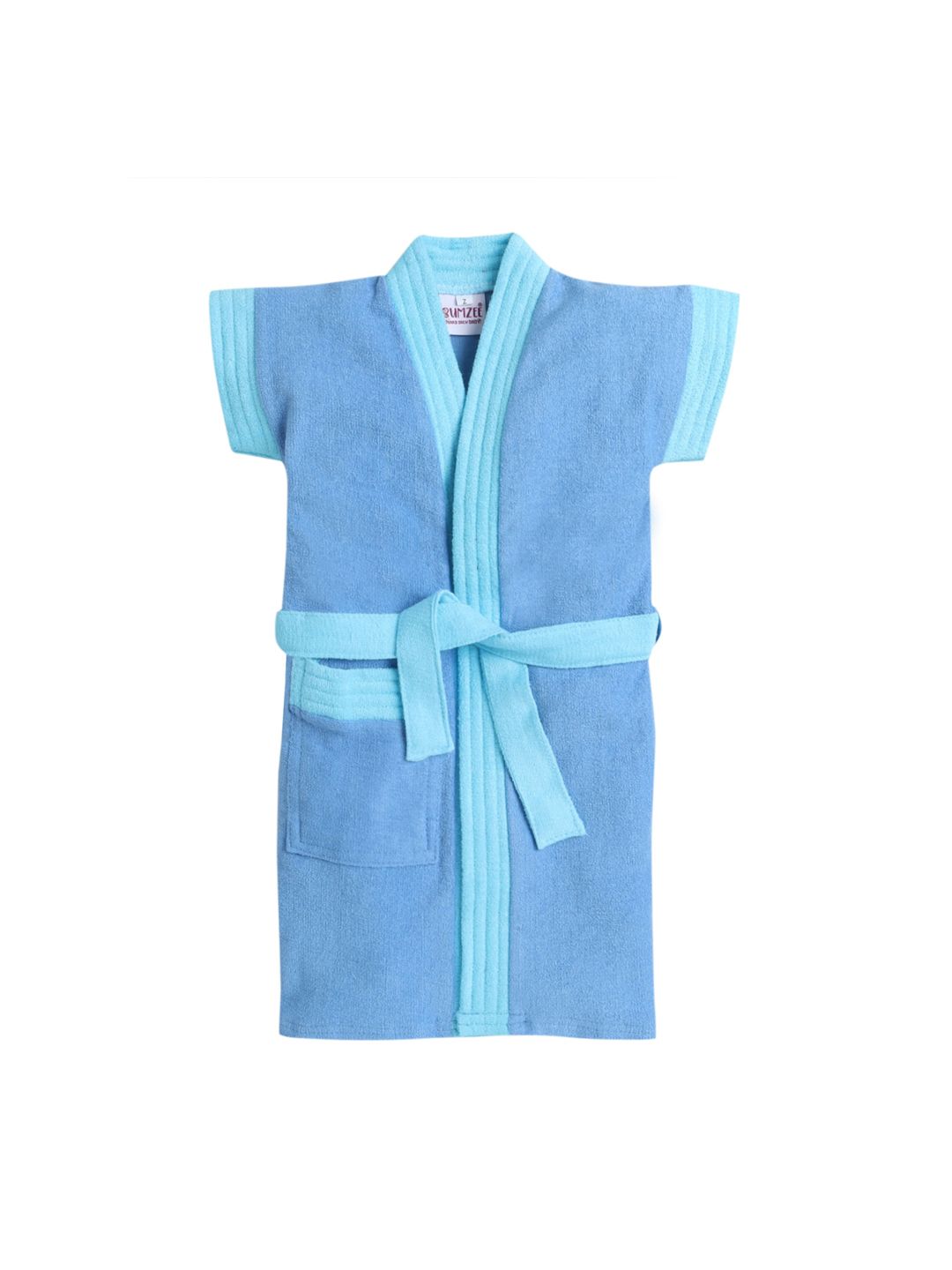 BUMZEE Boys Blue Solid Terry Cotton Bath Robe