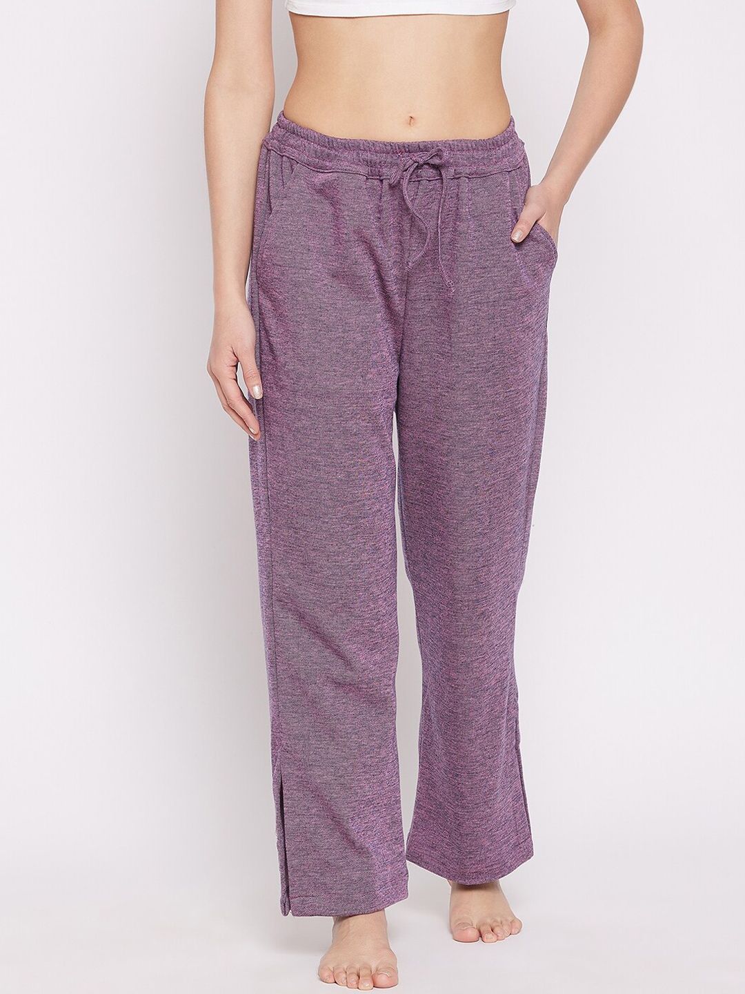 The Kaftan Company Women Purple Solid Lounge Pants Price in India