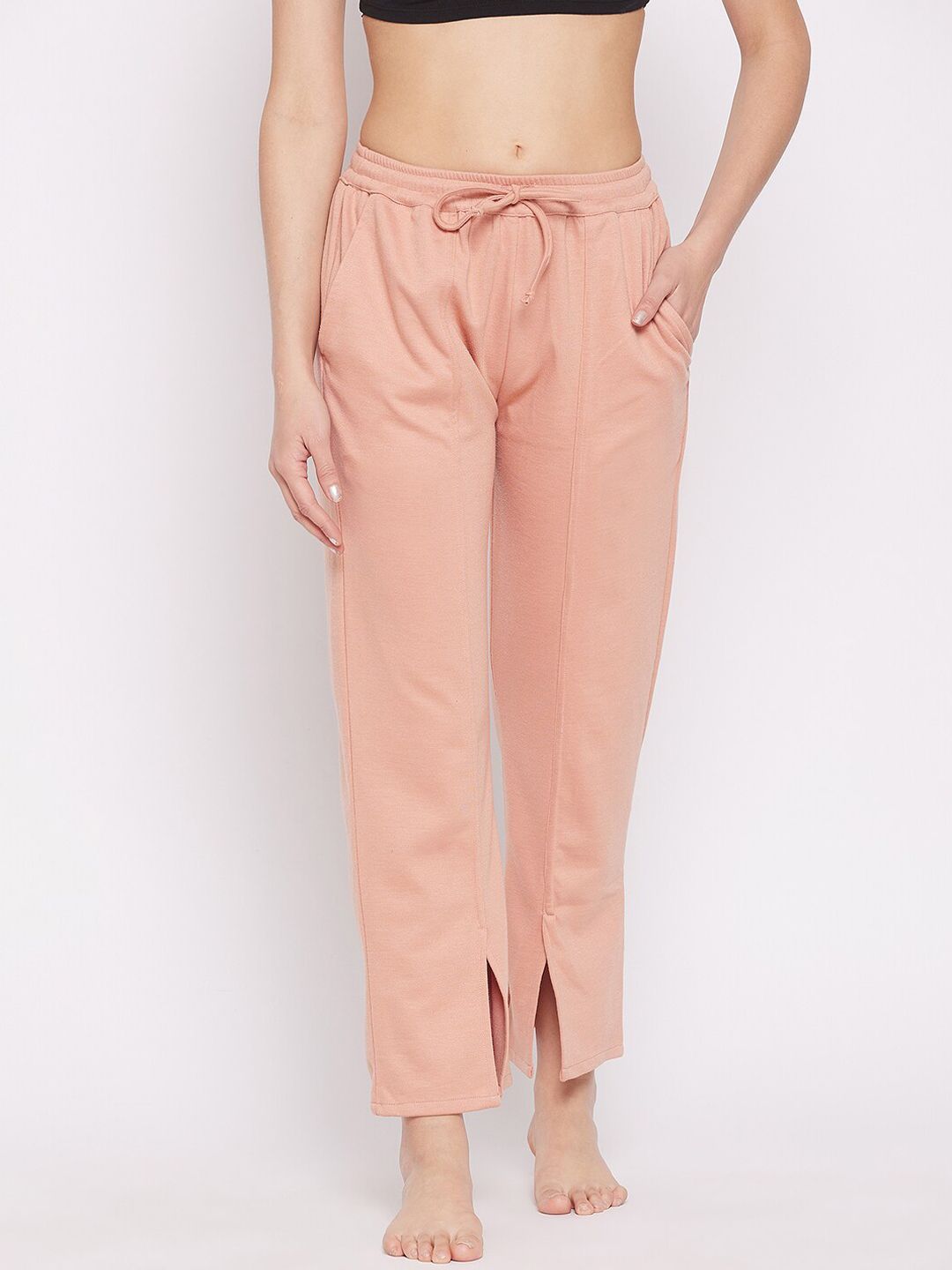 The Kaftan Company Women Peach Solid Lounge Pants Price in India