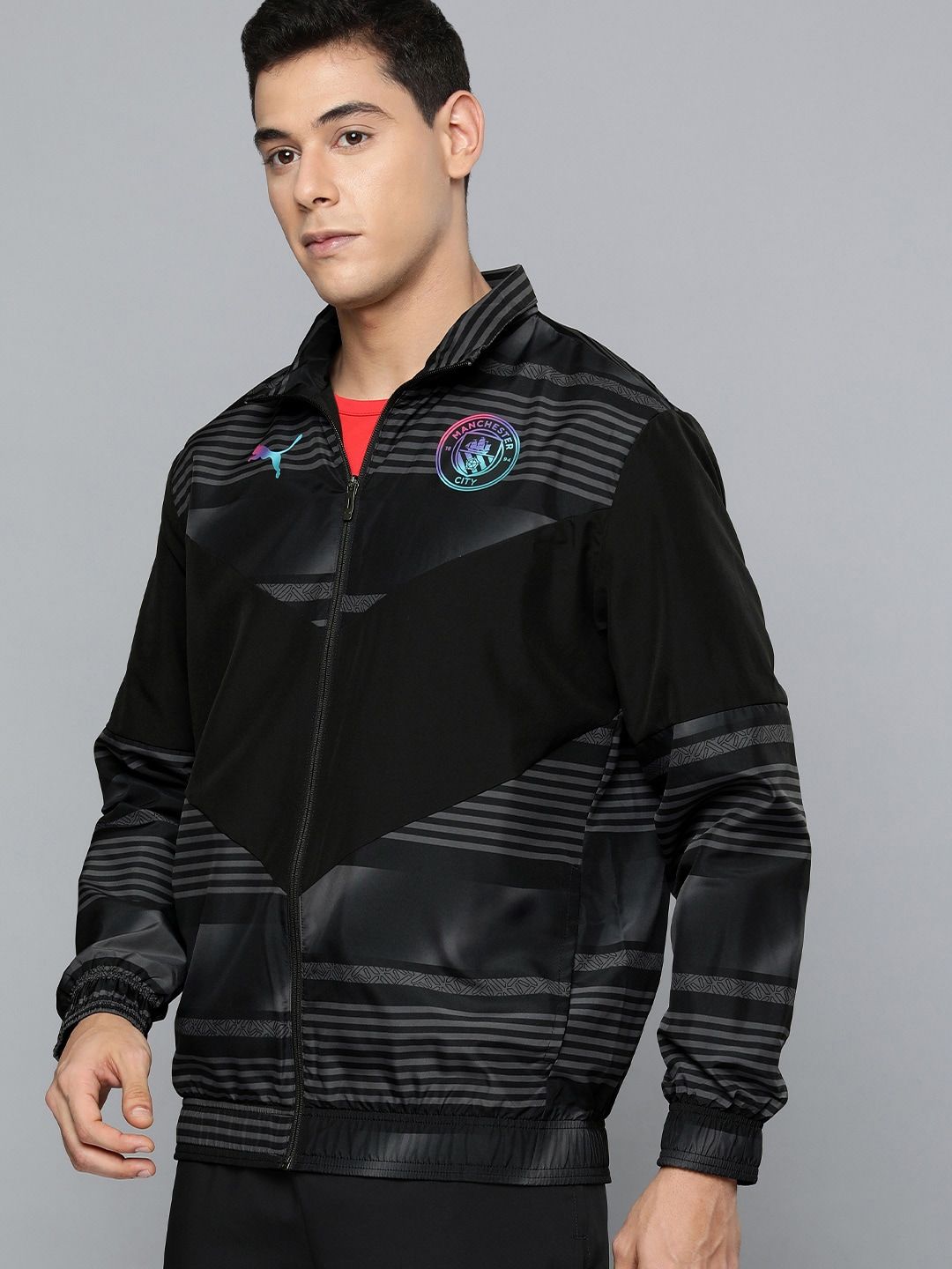 Buy Puma Men Black Grey Manchester City Prematch Football Jacket