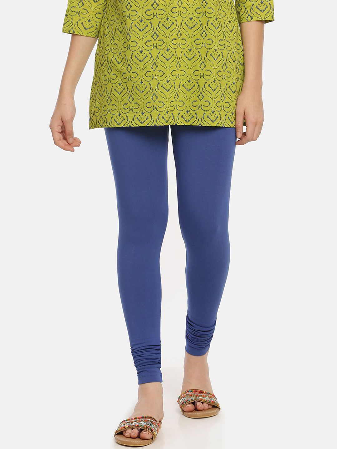 Zelen Women Blue Solid Churidar-Length Leggings Price in India