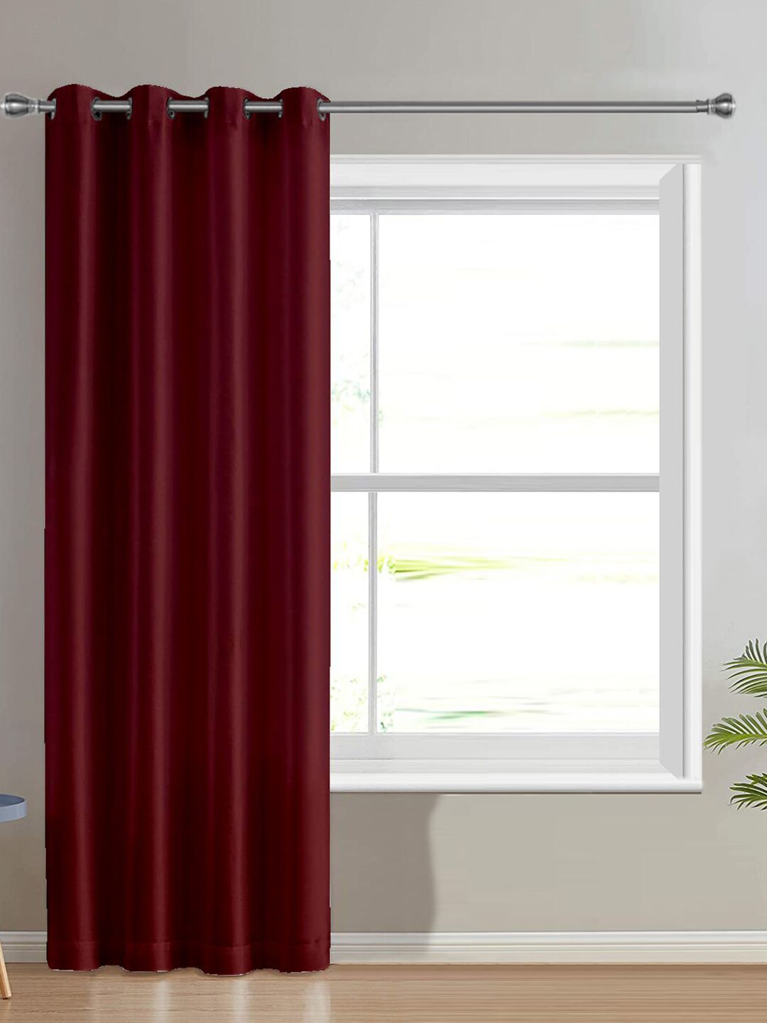 Divine Casa Maroon Black Out Door Curtain Price in India