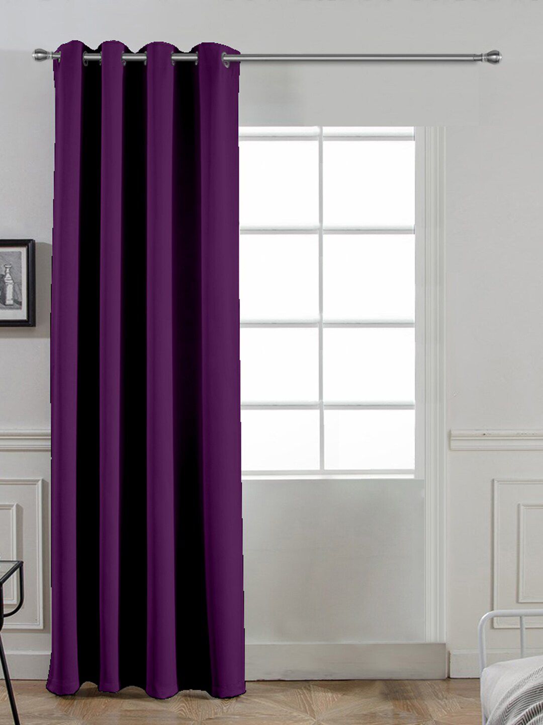 Divine Casa Purple Single Solid Satin Black Out Door Curtain Price in India