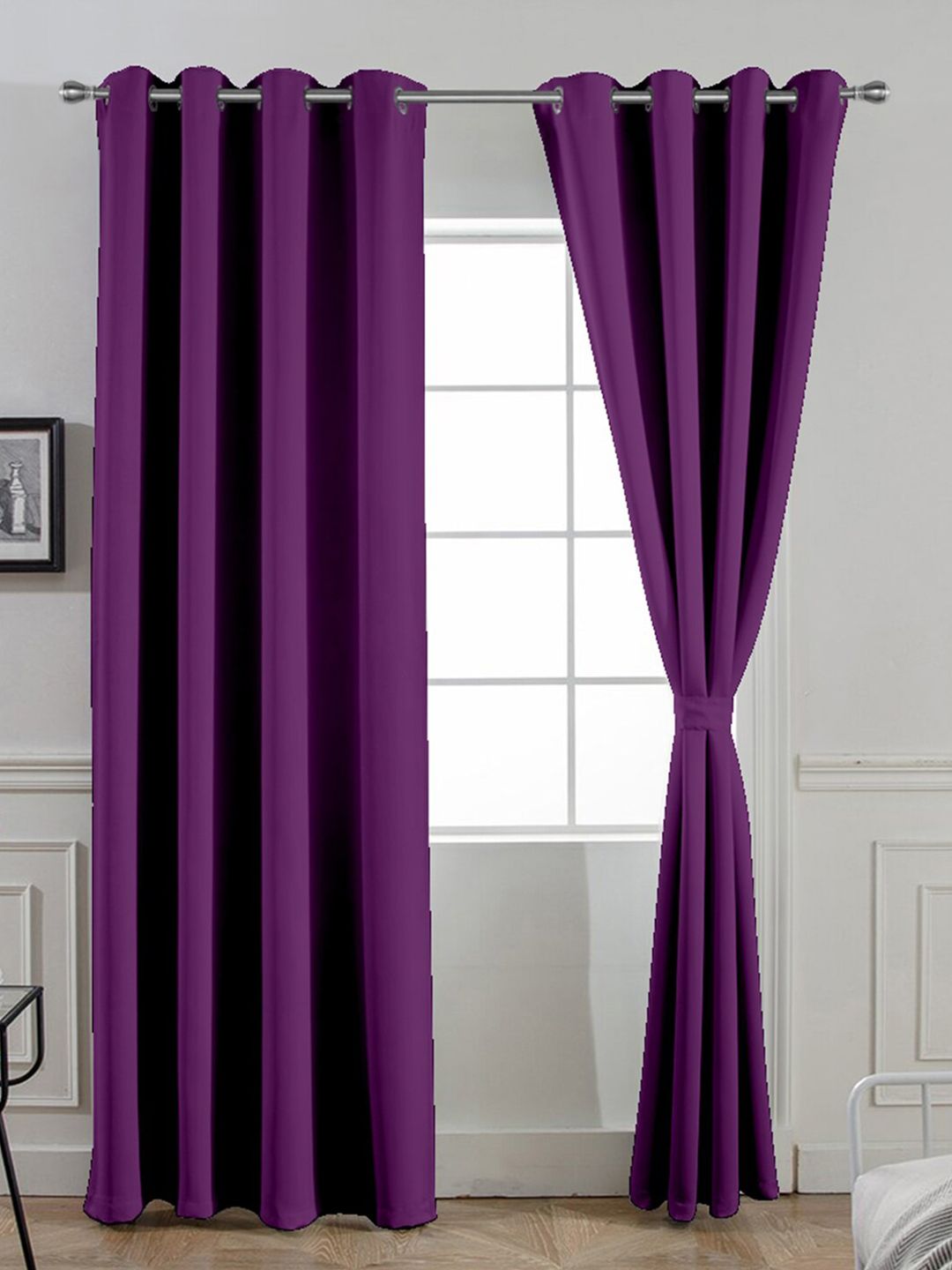 Divine Casa Purple Set of 2 Black Out Door Curtain Price in India