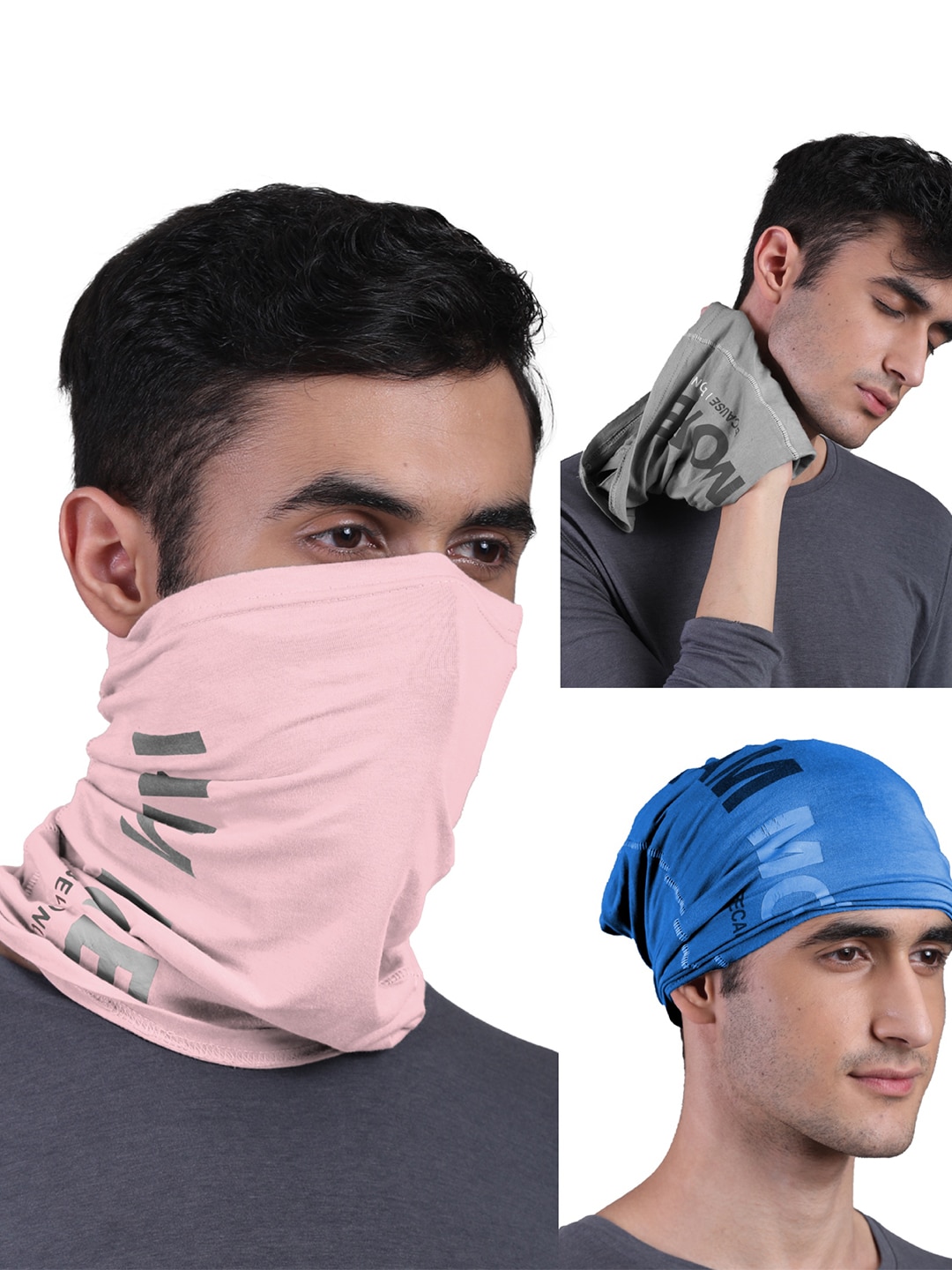FREECULTR Unisex Blue & Peach Solid Bamboo Anti-Microbial Multipurpose Headband Price in India
