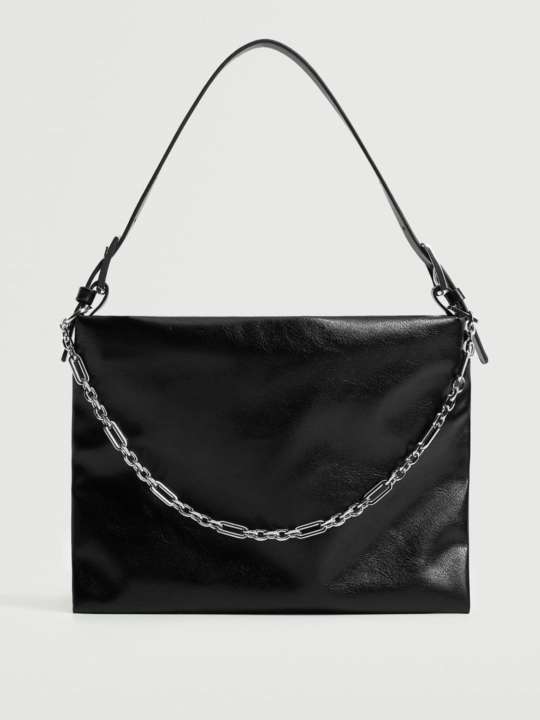 MANGO Black Solid Baguette Bag Price in India