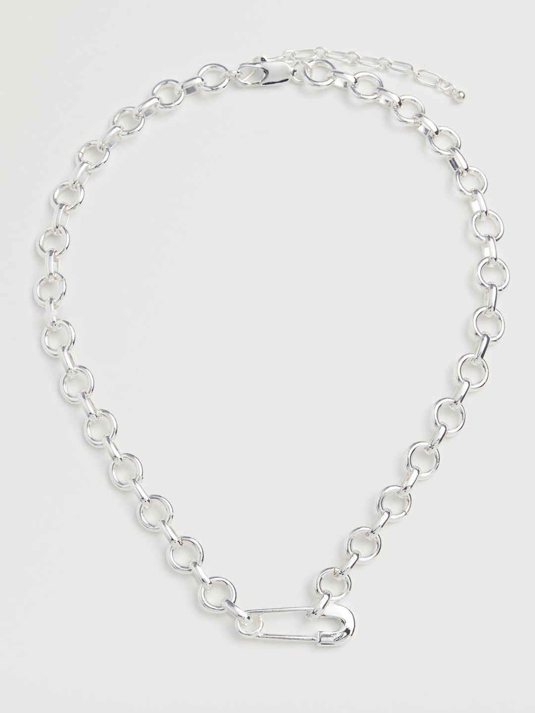 MANGO Silver-Toned Necklace with Safety Pin Detail Price in India