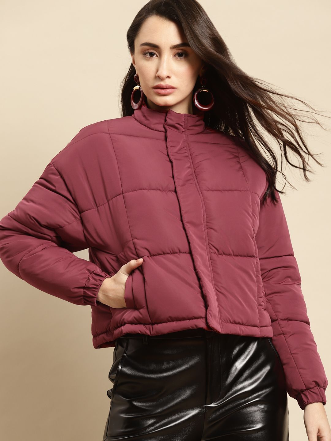 COVER STORY Women Maroon Puffer Jacket Price in India