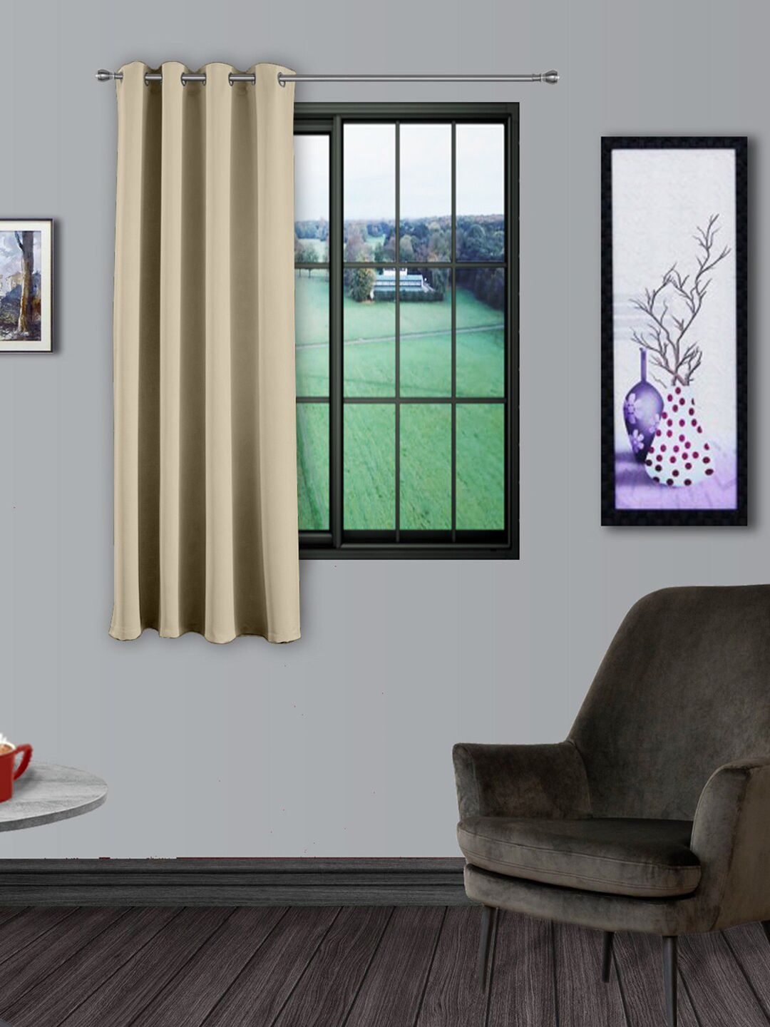 Divine Casa Beige Black Out Window Curtain Price in India