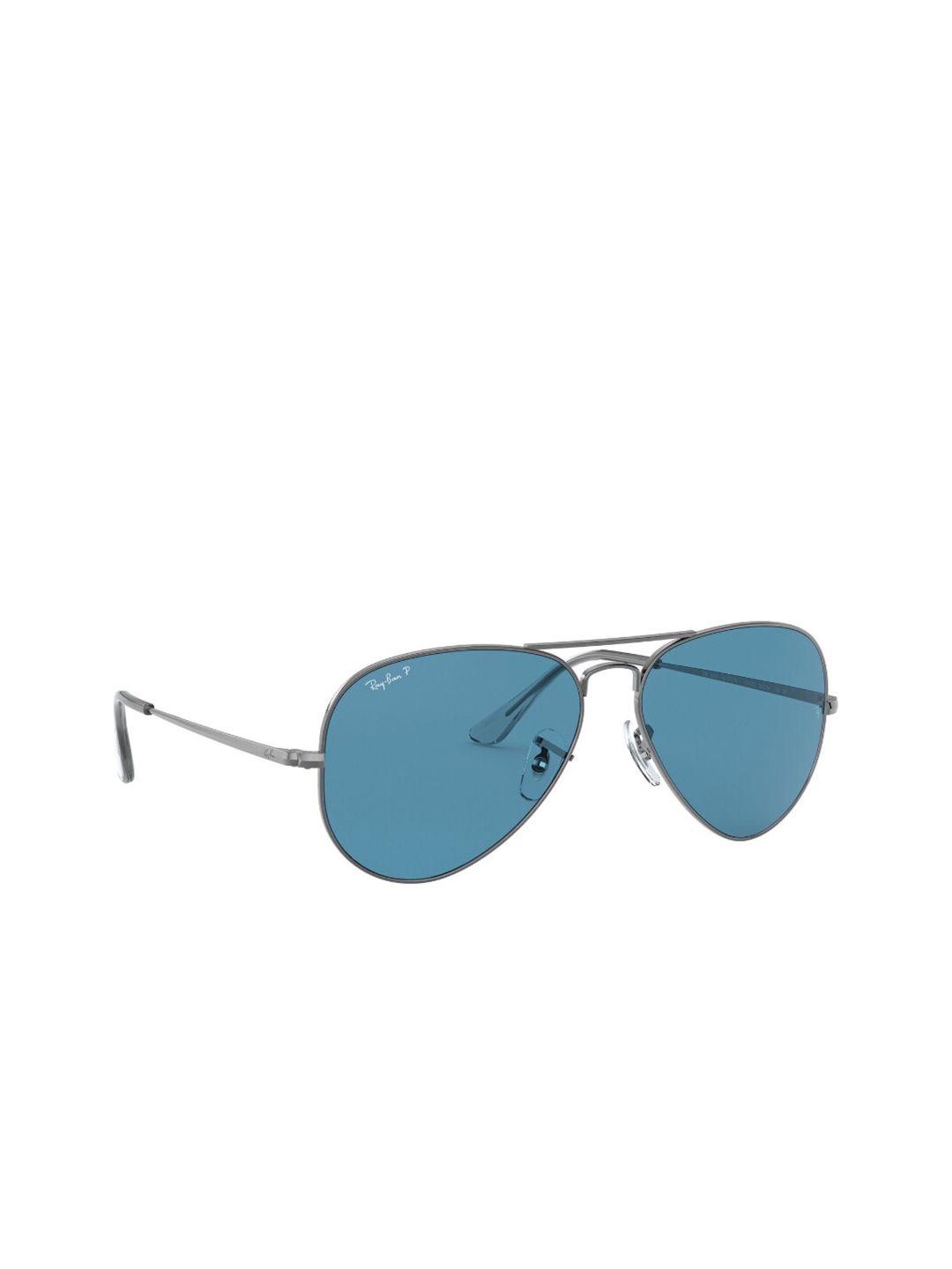 RAY-BAN Unisex Polarized Blue Lens Pilot Sunglasses - 0RB3689004/S258