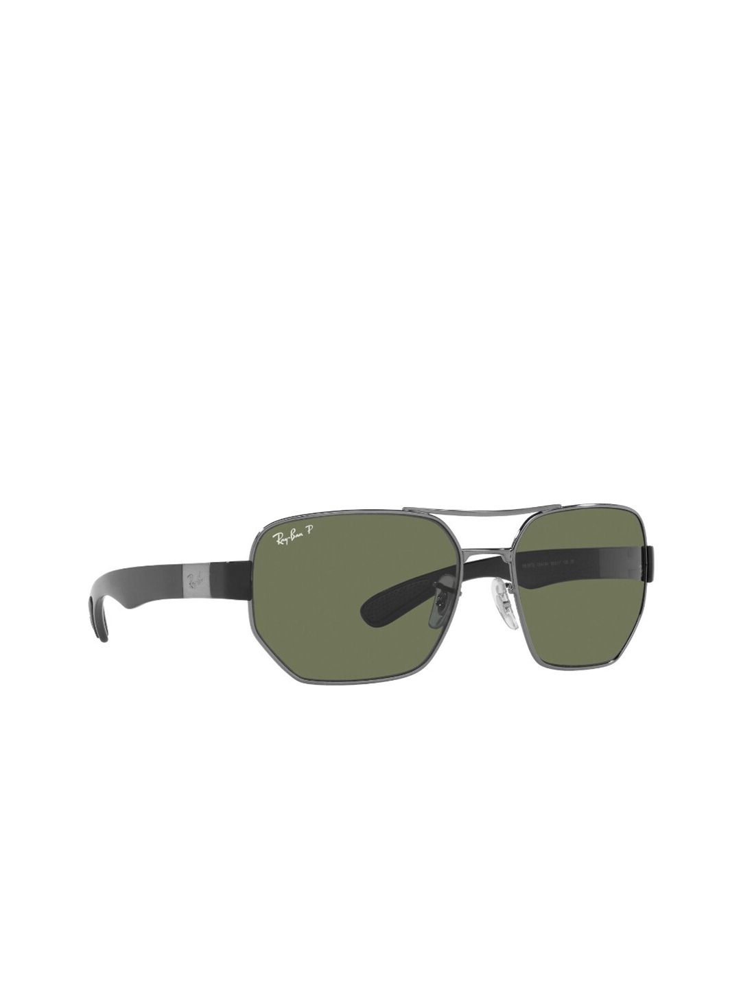 Ray-Ban Unisex Green Lens & Gunmetal-Toned Oversized Sunglasses 8056597432023-Green Price in India