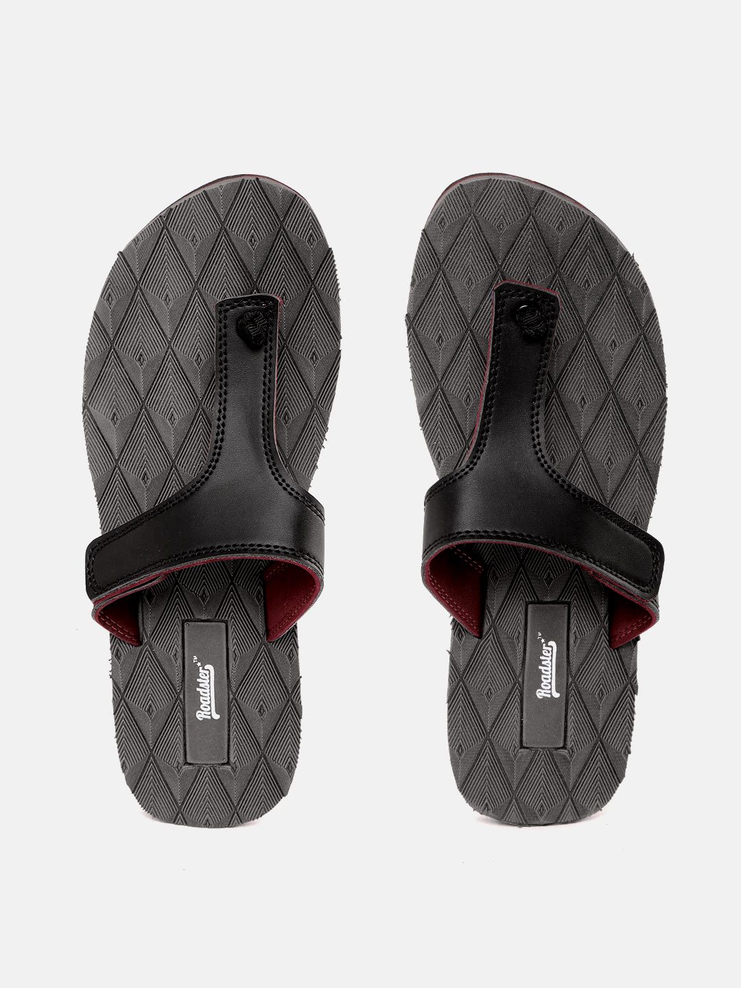 Roadster Women Black & Charcoal Grey Solid Thong Flip-Flops Price in India