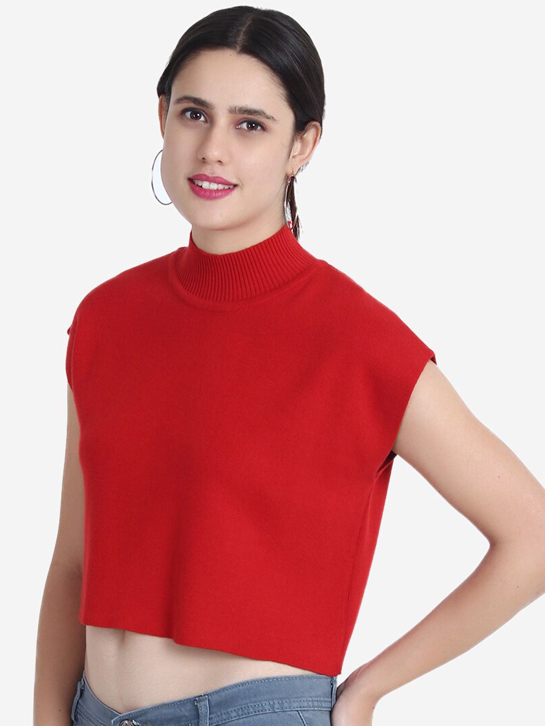 JoE Hazel Women Red Crop Pullover Sweater Price in India
