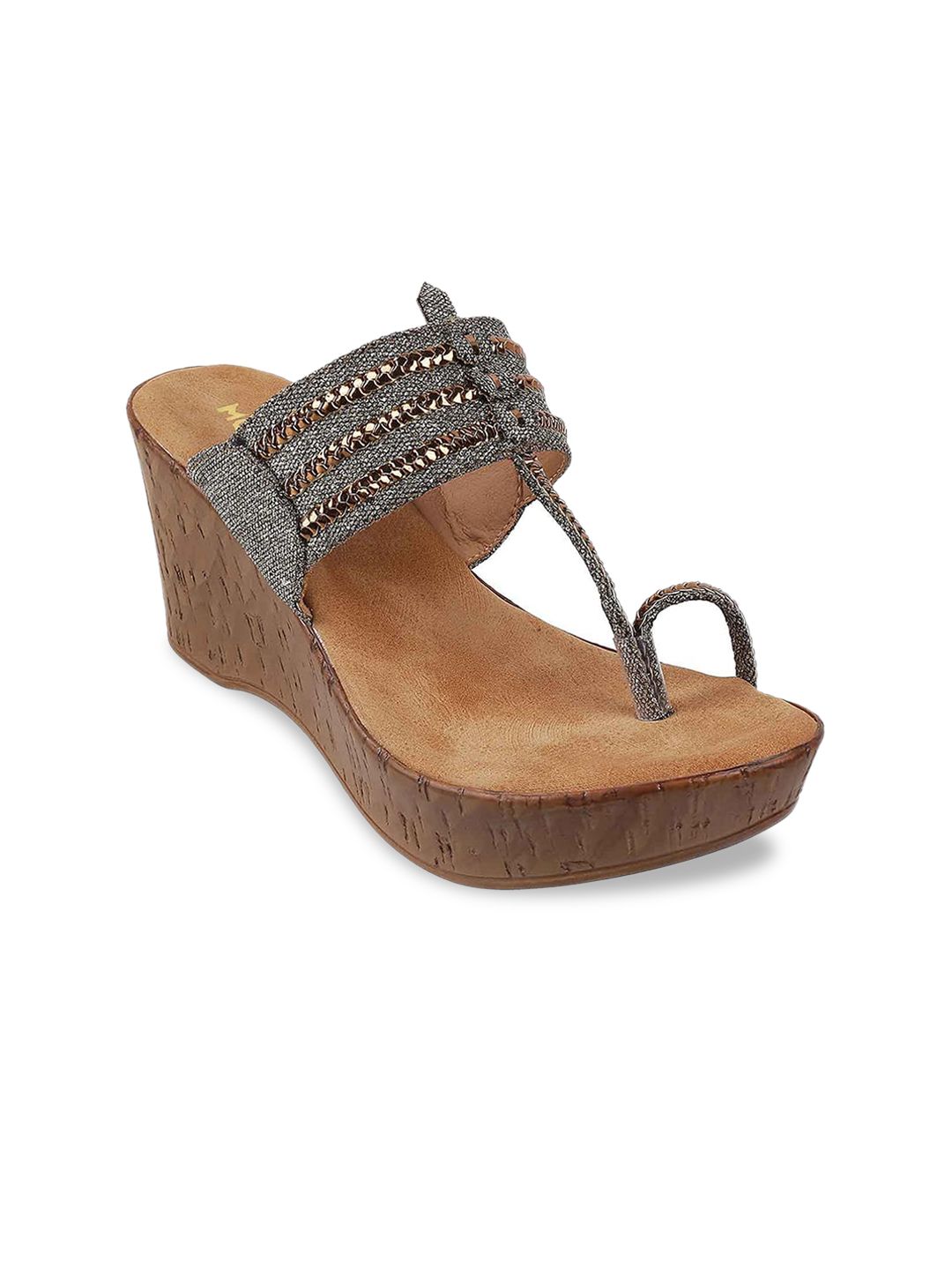 Mochi Gold-Toned Wedge Sandals Price in India