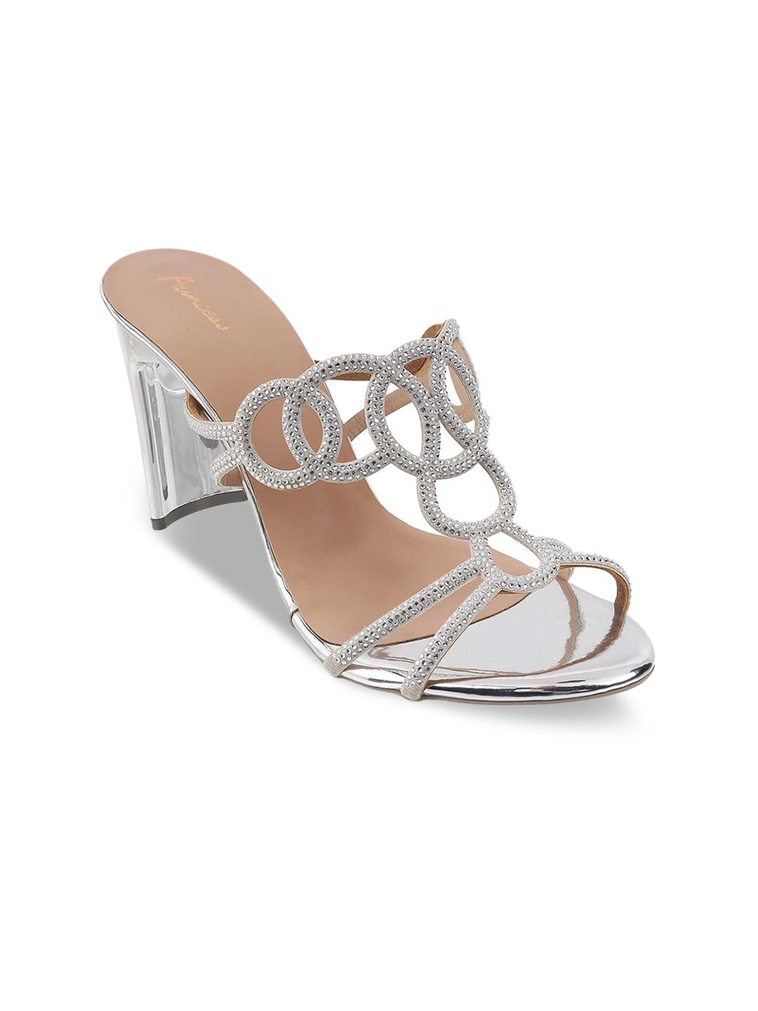 Metro Silver-Toned Embellished Party Wedge Sandals Price in India