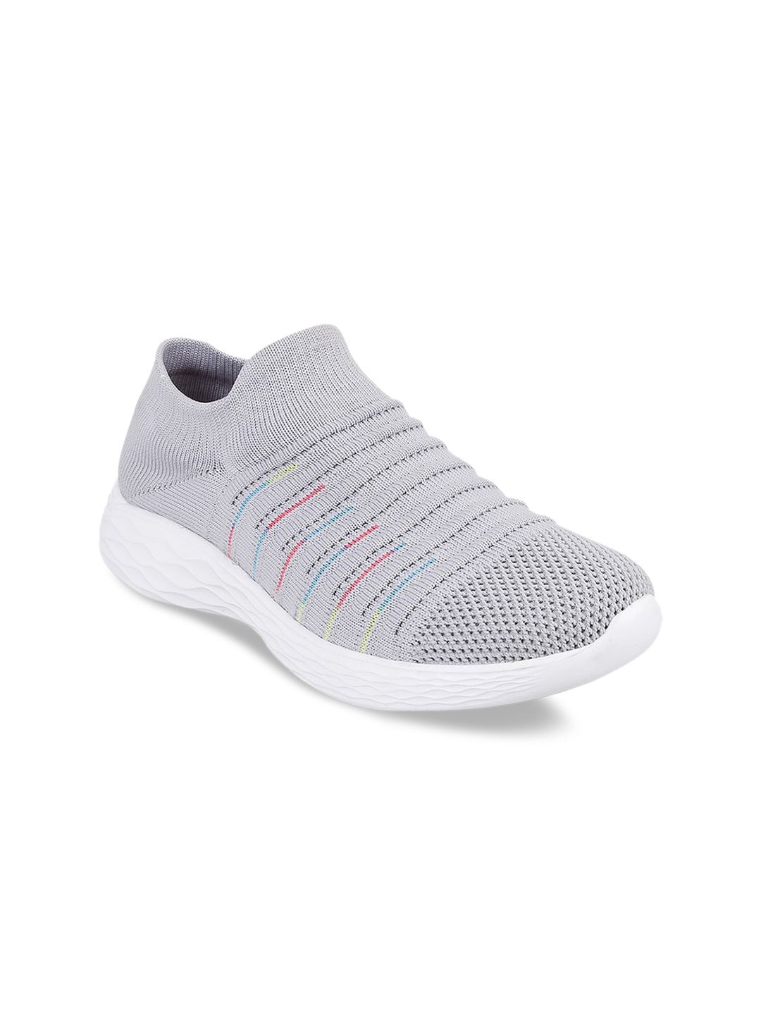 Metro Women Grey Woven Design Slip-On Sneakers Price in India