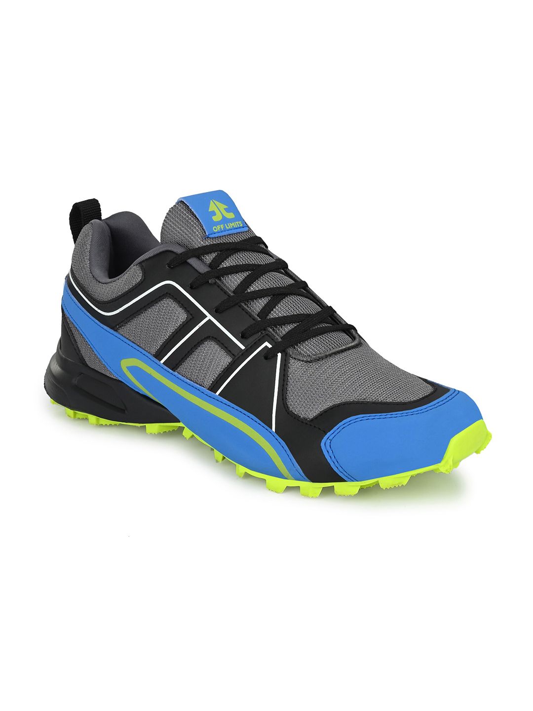 OFF LIMITS Men Black Grey & Blue Mesh Running Non-Marking Shoes