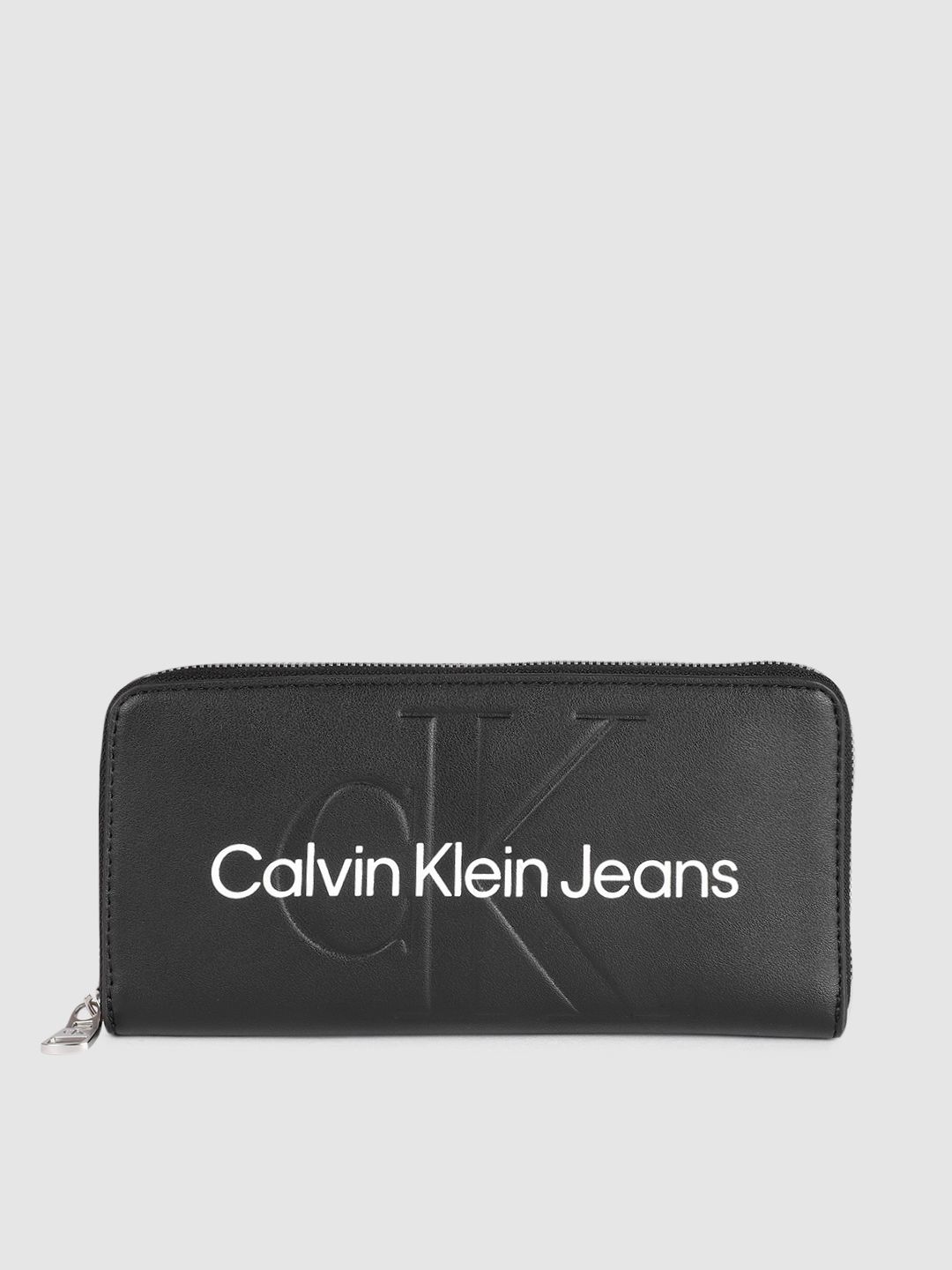 Calvin Klein Women Black Printed Zip Around Wallet Price in India