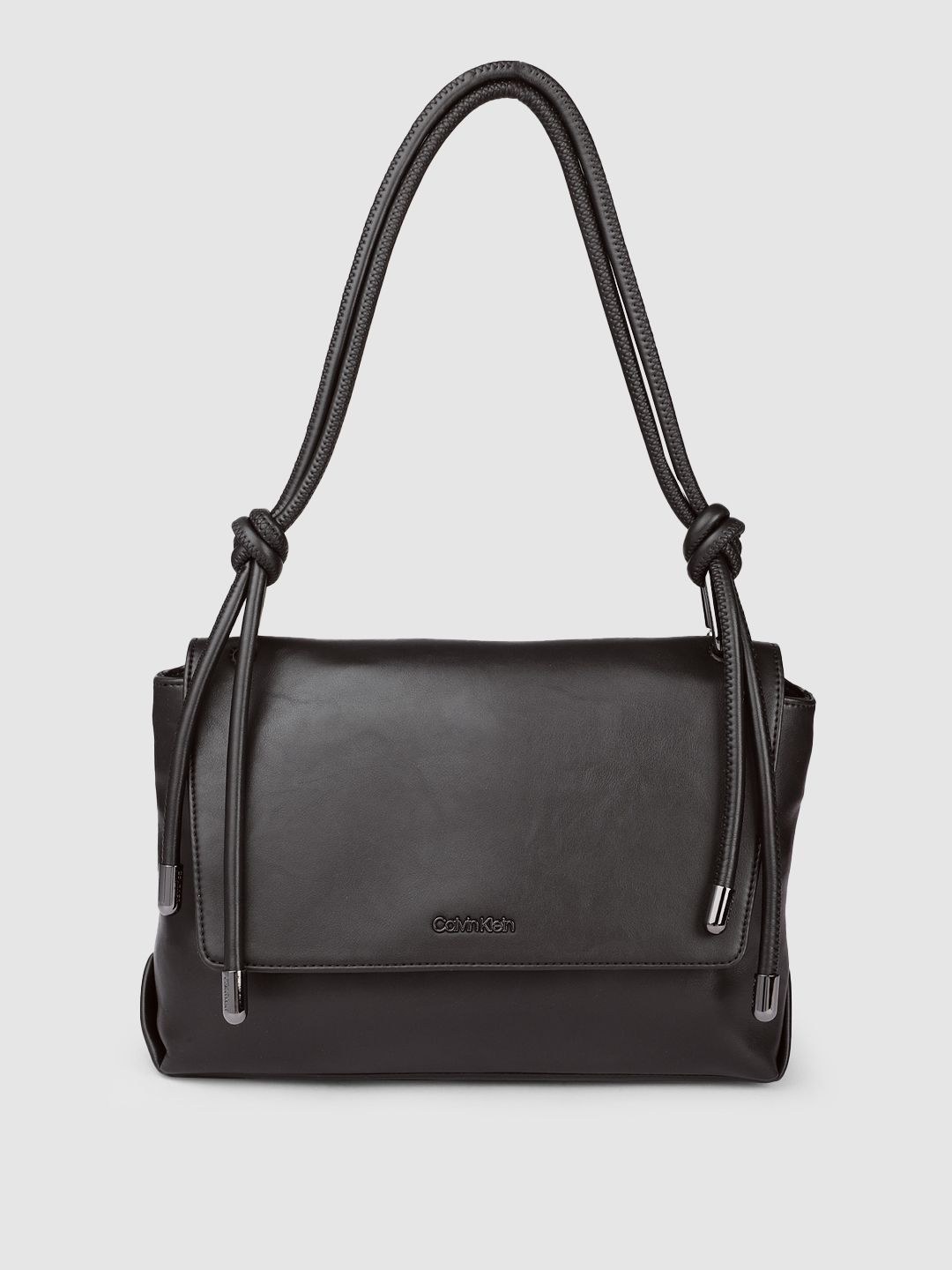 Calvin Klein Black PU Structured Satchel Price in India