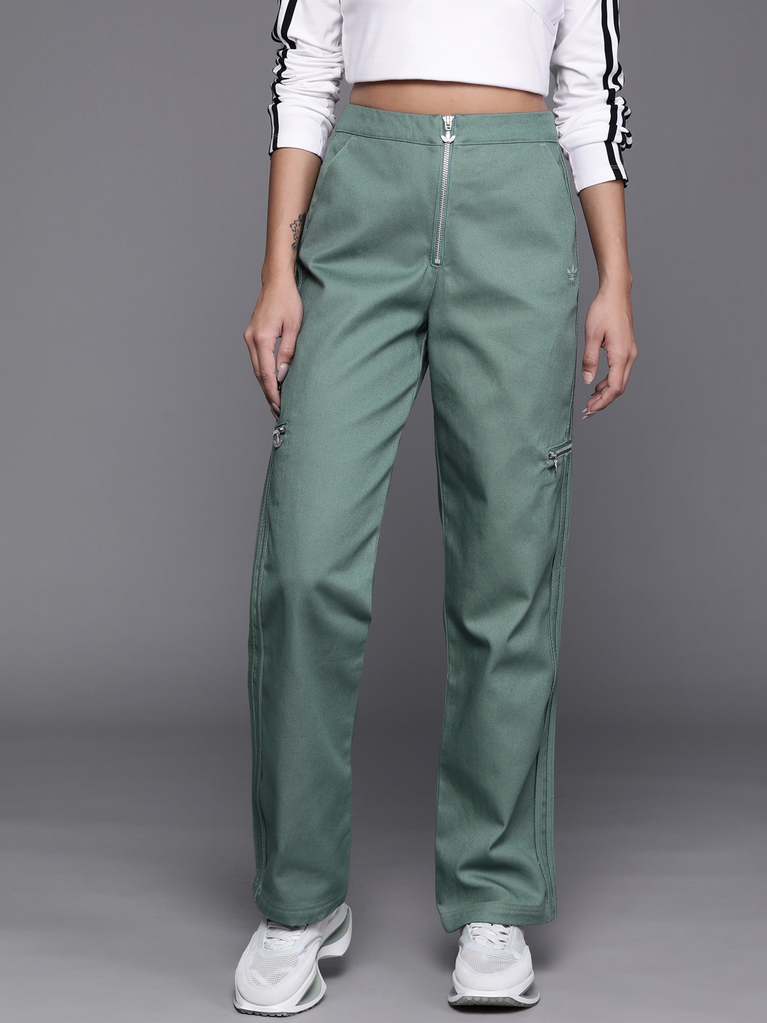 ADIDAS Originals Women Green Solid Sustainable Track Pants Price in India