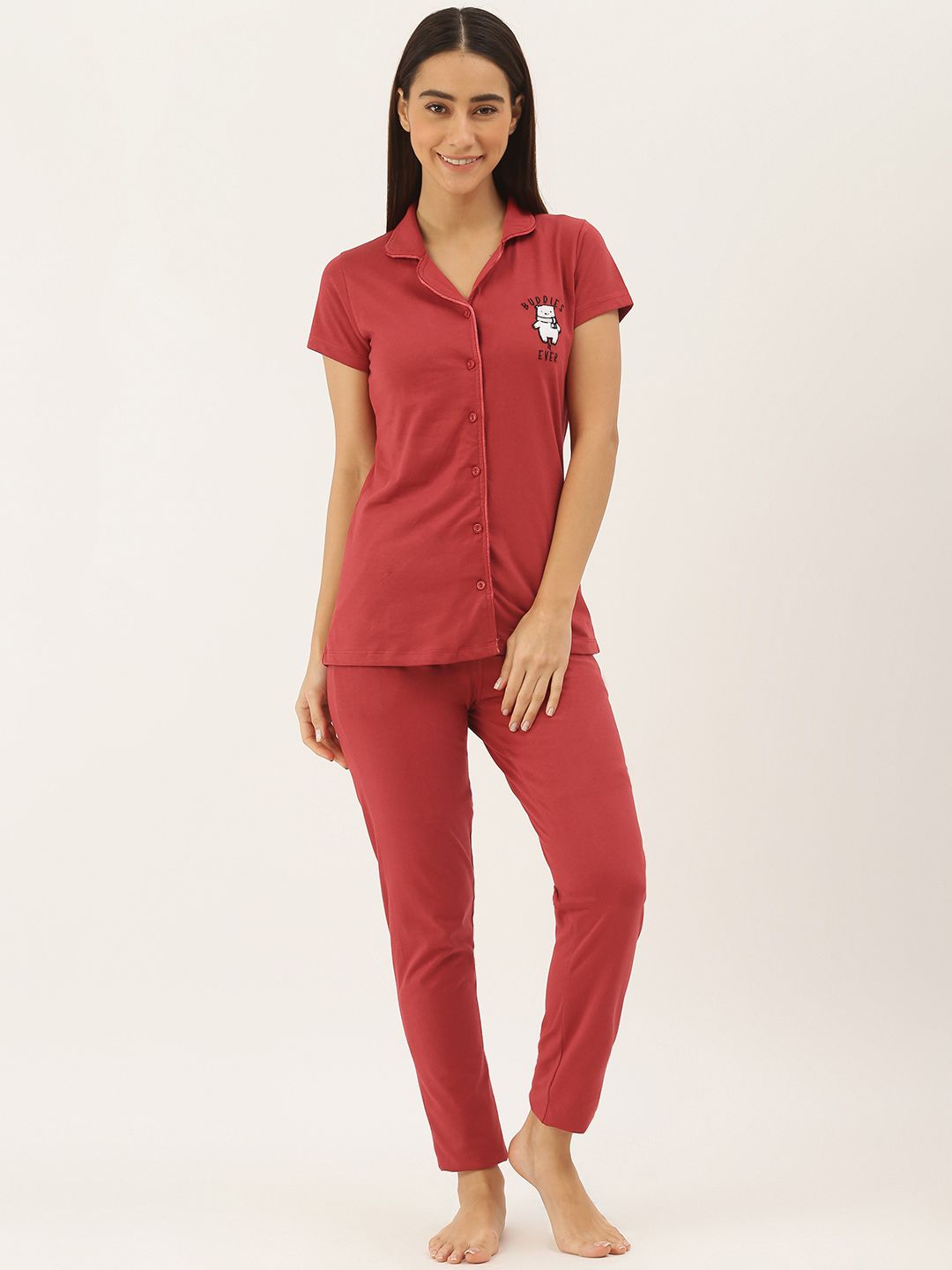 Sweet Dreams Women Red Pure Cotton Night suit Price in India