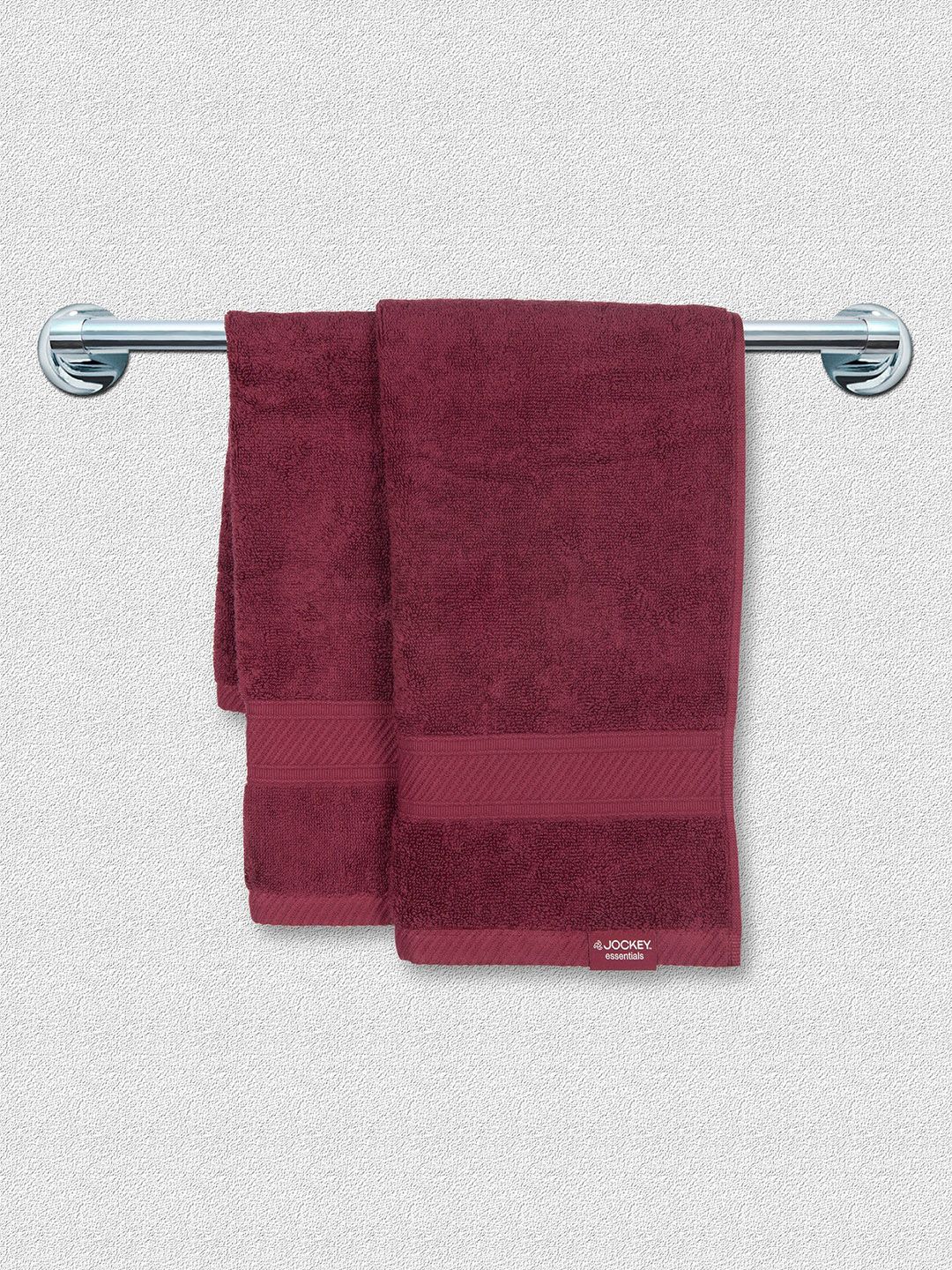 Jockey Set Of 2 Red Solid Pure Cotton 450 GSM Hand Towels Price in India