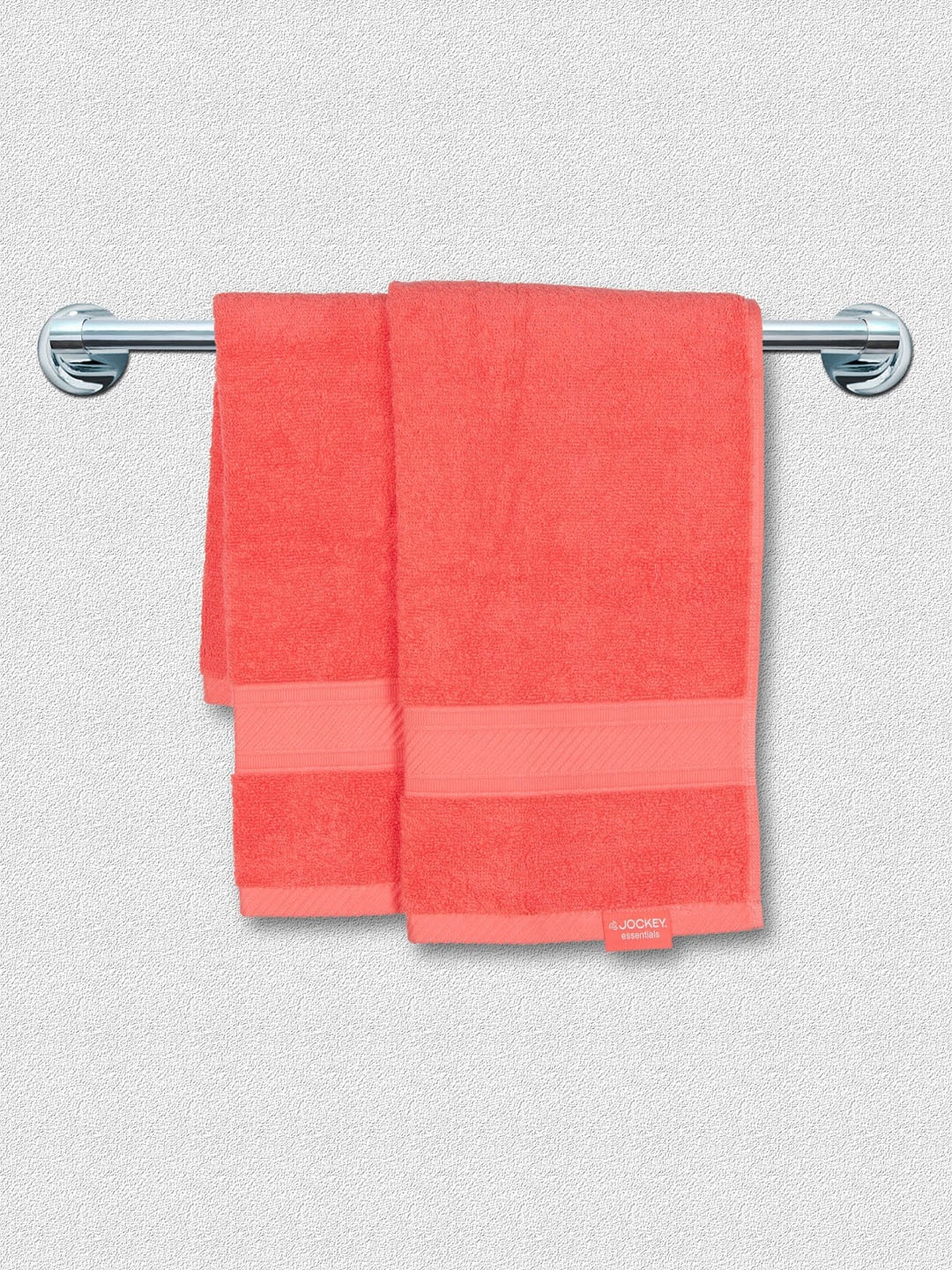 Jockey Set Of 2 Coral Solid Cotton 450 GSM Hand Towel Set Price in India