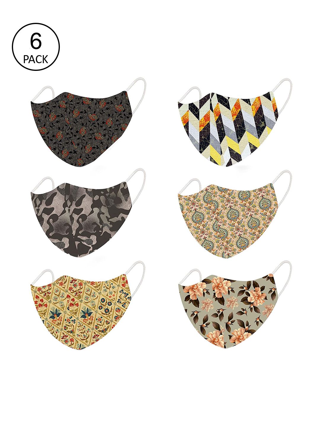 Tormeti Unisex Pack of 6 Printed 2-Ply Reusable Cloth Mask Price in India