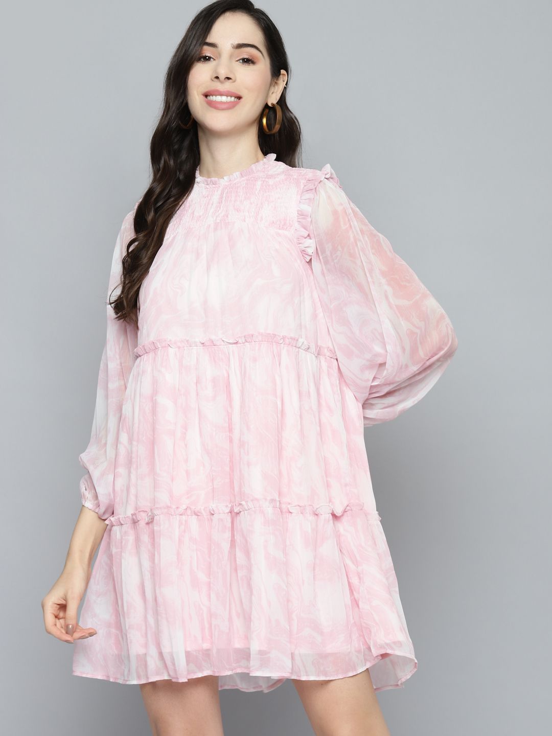 Femella Pink A-Line Mini Dress Price in India