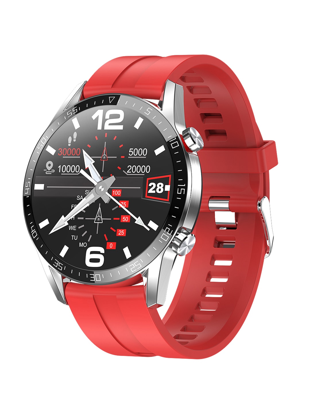 French Connection Red & Black Touch Screen Smartwatch with HRM & Smart Phone Notification - L19-G Price in India