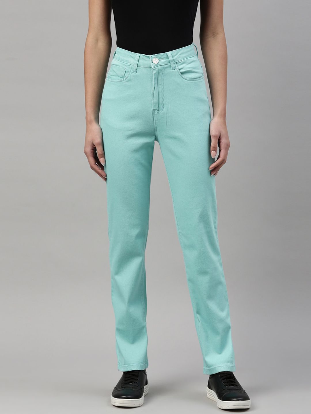 ZHEIA Women Sea Green Mom Fit High-Rise Stretchable Jeans Price in India